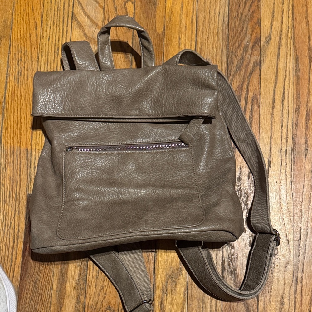 Elegant Taupe Leather Backpack